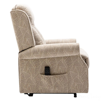 The Darwin - Dual Motor Riser Recliner Mobility Arm Chair in Cream Brushstroke Fabric Morris Living