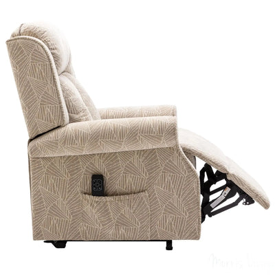 The Darwin - Dual Motor Riser Recliner Mobility Arm Chair in Cream Brushstroke Fabric Morris Living