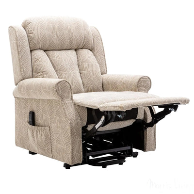 The Darwin - Dual Motor Riser Recliner Mobility Arm Chair in Cream Brushstroke Fabric Morris Living