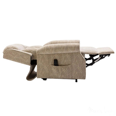 The Darwin - Dual Motor Riser Recliner Mobility Arm Chair in Cream Brushstroke Fabric Morris Living