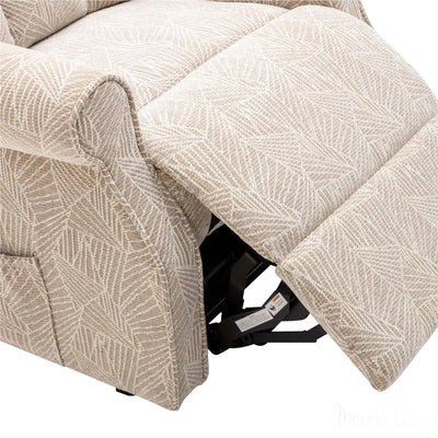 The Darwin - Dual Motor Riser Recliner Mobility Arm Chair in Cream Brushstroke Fabric Morris Living