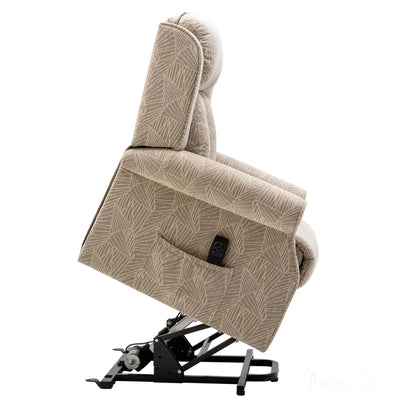 The Darwin - Dual Motor Riser Recliner Mobility Arm Chair in Cream Brushstroke Fabric Morris Living