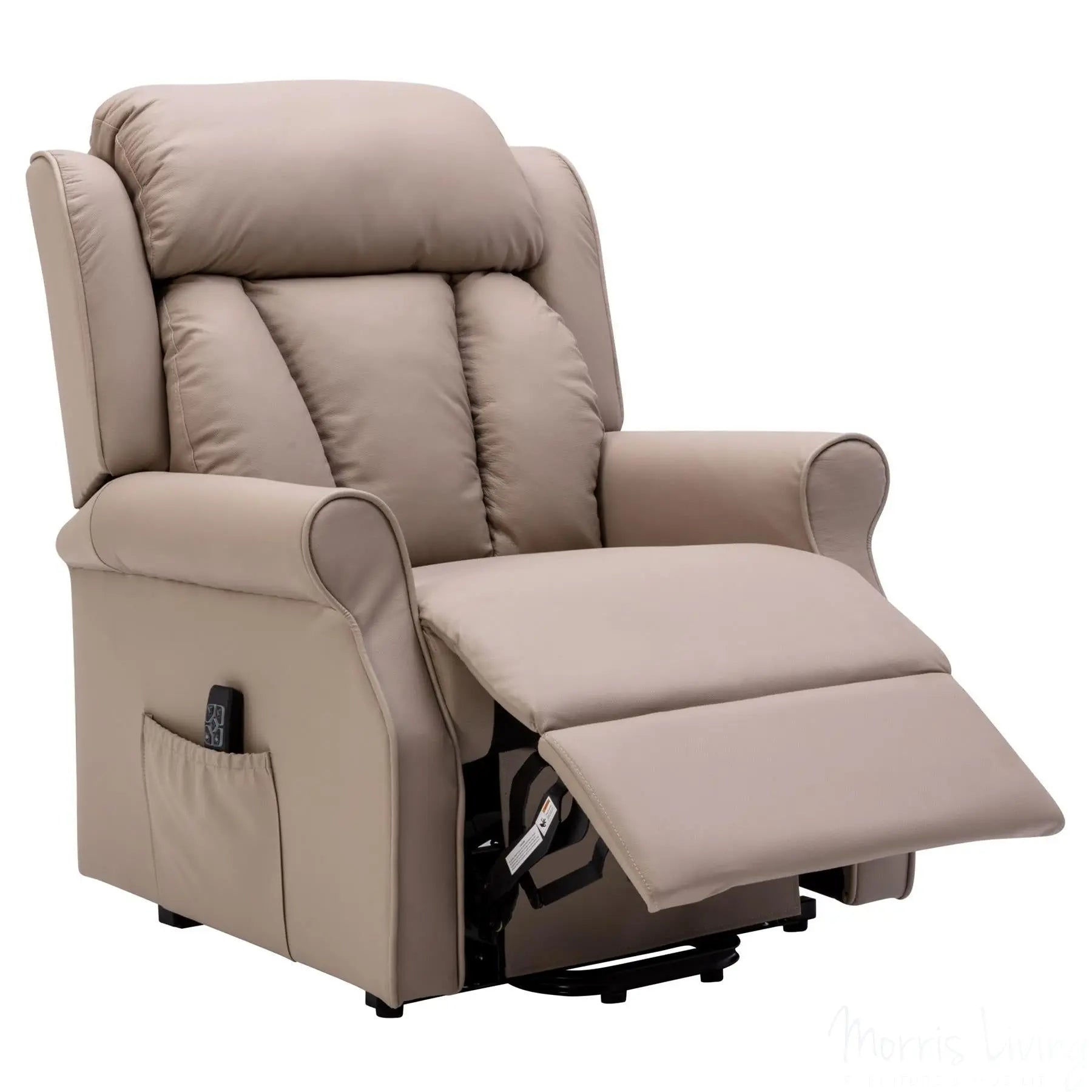 The Darwin - Dual Motor Riser Recliner Mobility Arm Chair in Taupe Genuine Leather Morris Living