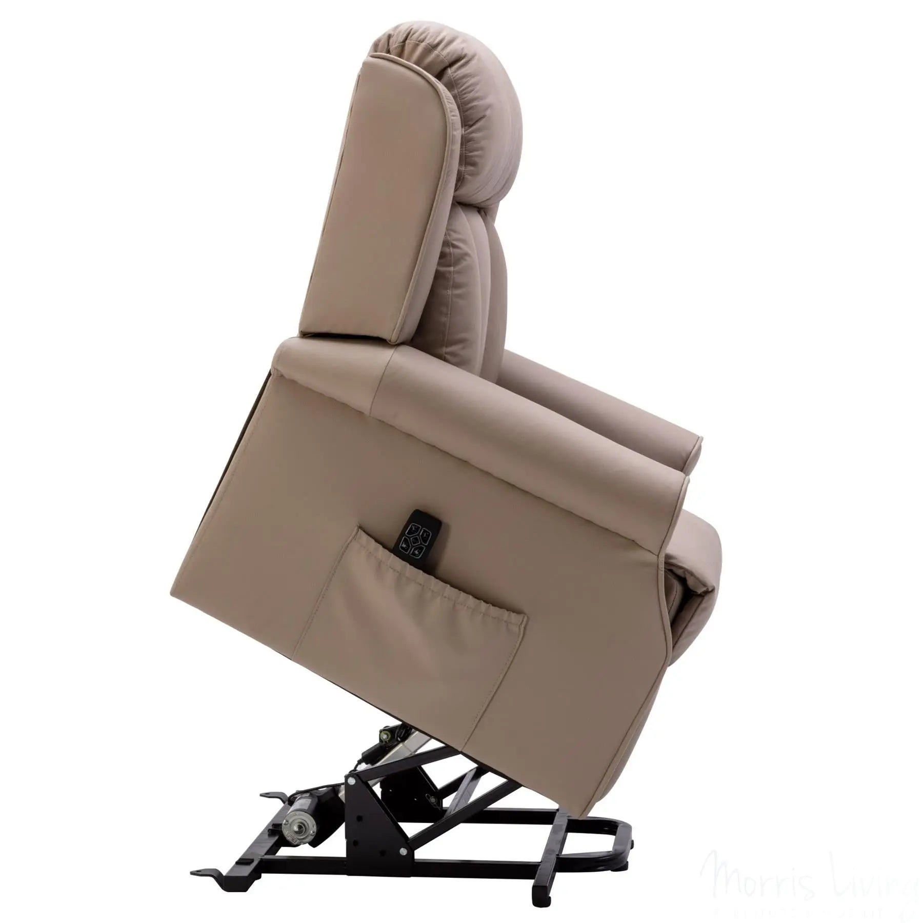The Darwin - Dual Motor Riser Recliner Mobility Arm Chair in Taupe Genuine Leather Morris Living