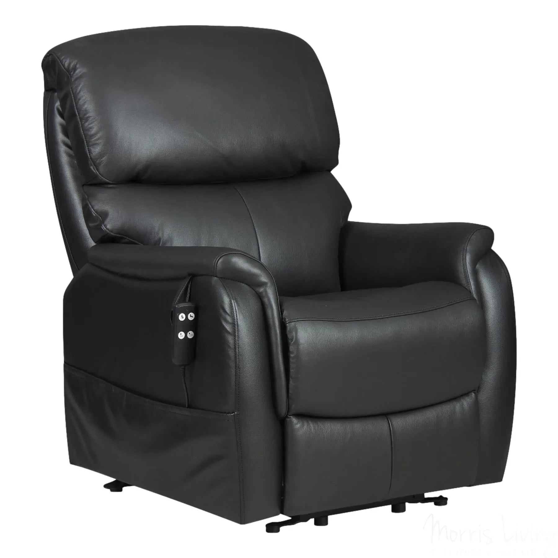 The Montreal - Dual Motor Riser Recliner Electric Mobility Lifting Chair in Black Leather Morris Living