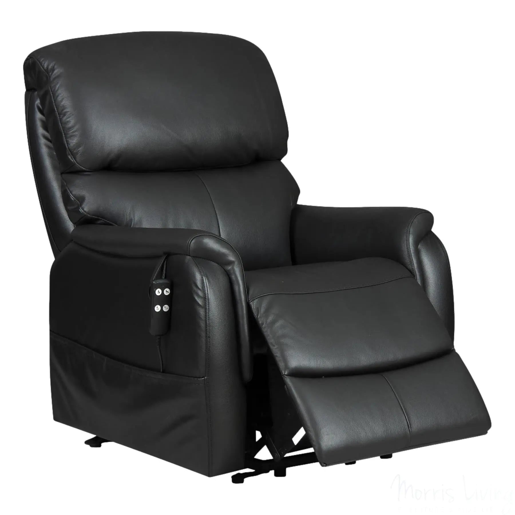 The Montreal - Dual Motor Riser Recliner Electric Mobility Lifting Chair in Black Leather Morris Living