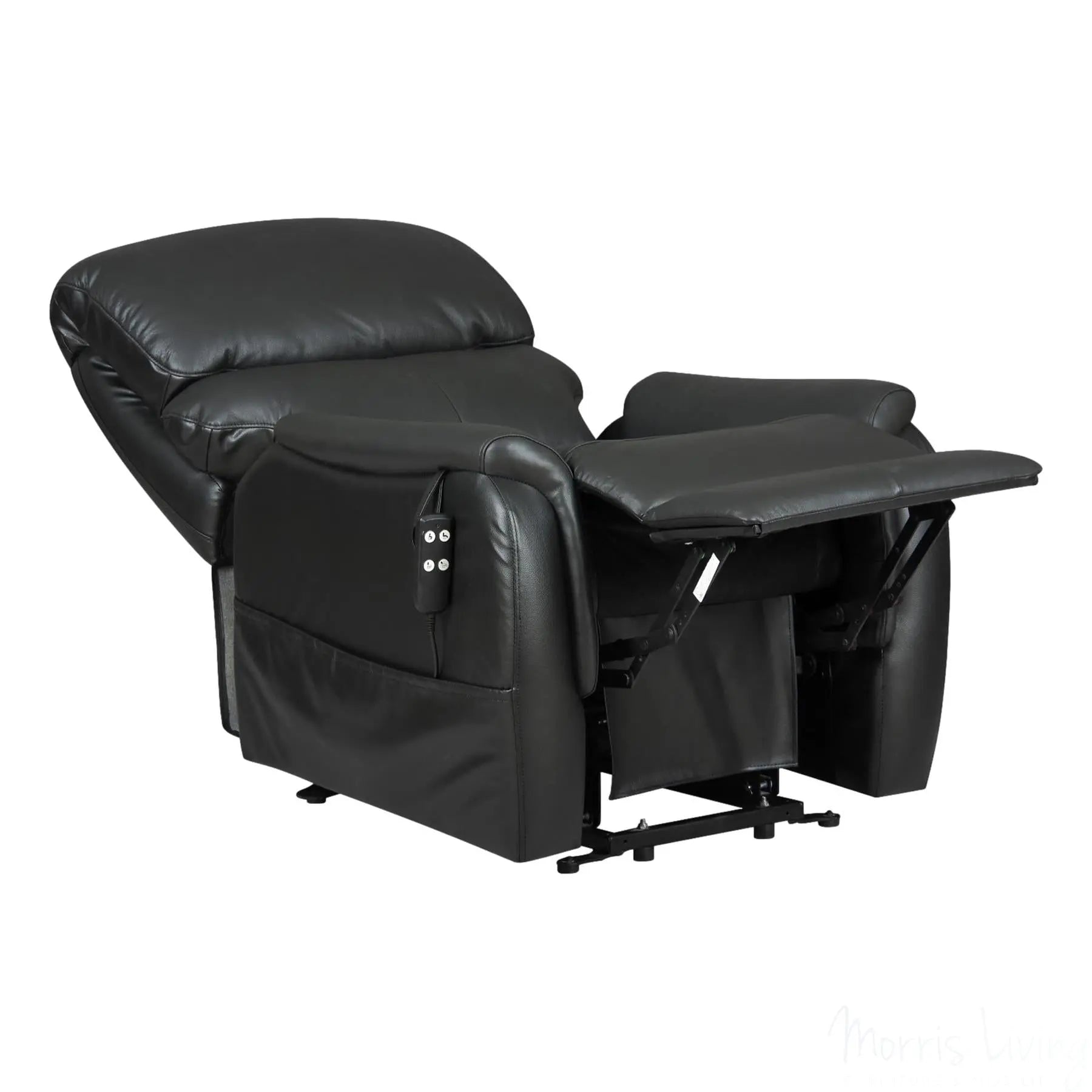 The Montreal - Dual Motor Riser Recliner Electric Mobility Lifting Chair in Black Leather Morris Living