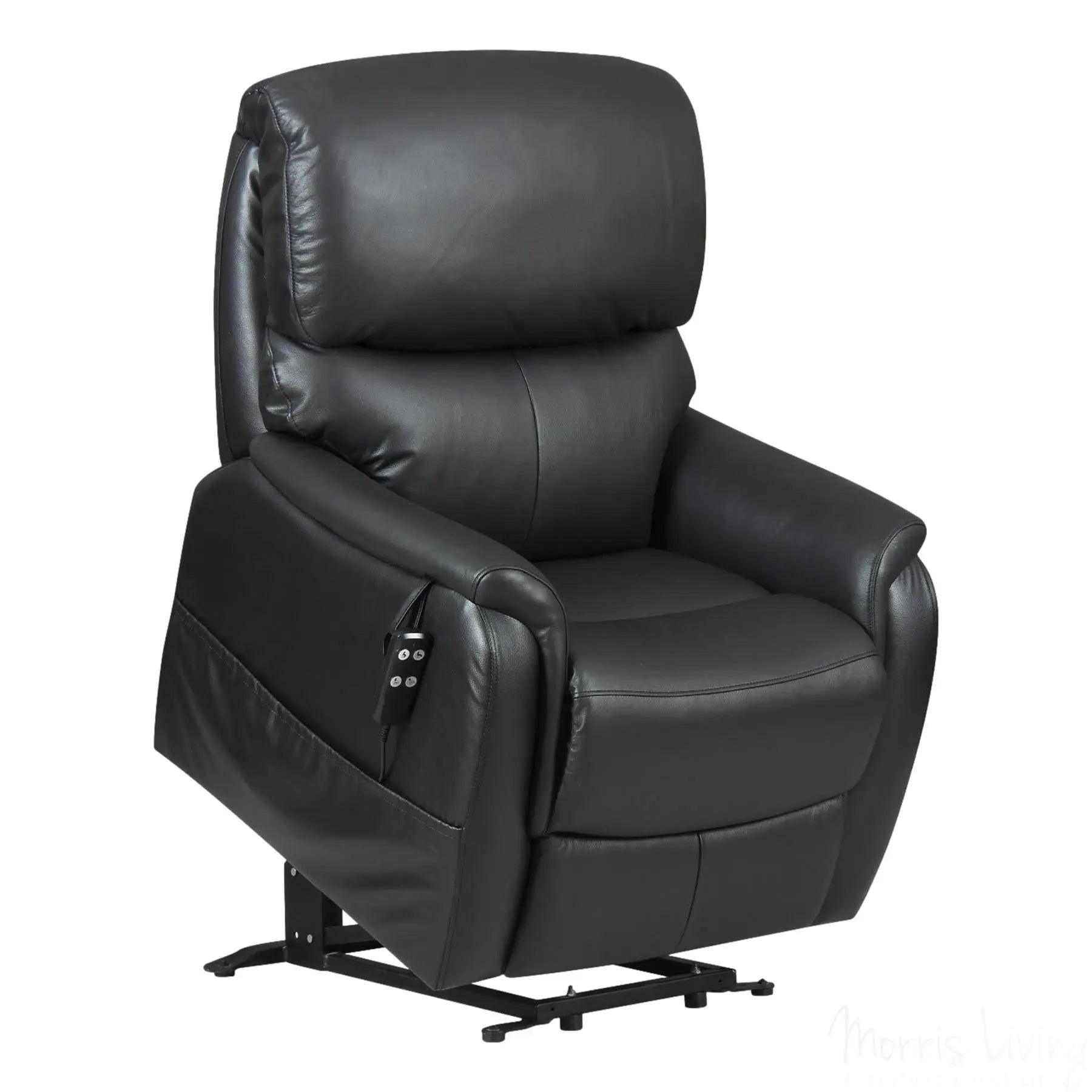 The Montreal - Dual Motor Riser Recliner Electric Mobility Lifting Chair in Black Leather Morris Living