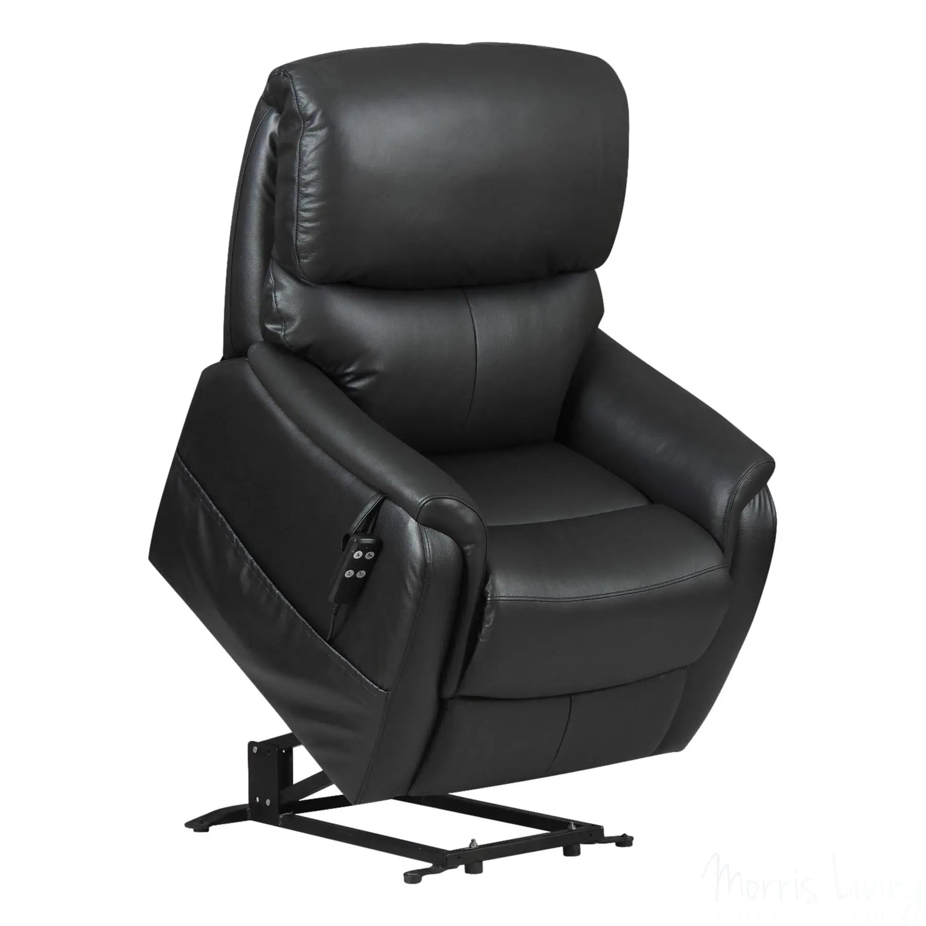 The Montreal - Dual Motor Riser Recliner Electric Mobility Lifting Chair in Black Leather Morris Living