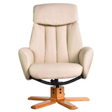 The Indiana Swivel Recliner Chair in Cream Genuine Leather and Cherry base.