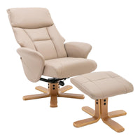 The Giza - Faux Leather Swivel Recliner Chair & Matching Footstool in Cream