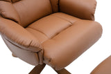 The Florence, Swivel Recliner Chair & Footstool in Tan PU Faux Leather