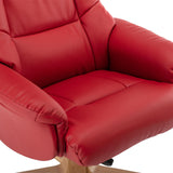 Cairo Swivel Recliner Chair & Footstool in Cherry Plush Faux Leather