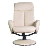 The Dakota Swivel Recliner Chair in Cream Genuine Leather and Match base.