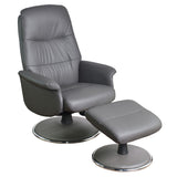 The Kansas Swivel Recliner Chair in Charcoal Genuine Leather and Match base.