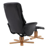 The Giza - Faux Leather Swivel Recliner Chair & Matching Footstool in Black
