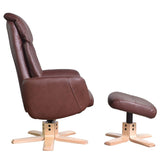 The Indiana Swivel Recliner Chair in Chestnut Genuine Leather and Pale Wood base.