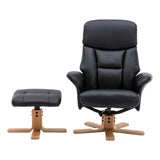 The Giza - Faux Leather Swivel Recliner Chair & Matching Footstool in Black