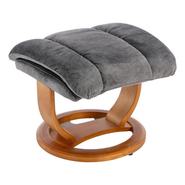 The Saigon Footstool Only - Soft Fabric in Shadow Grey With Cherry Base