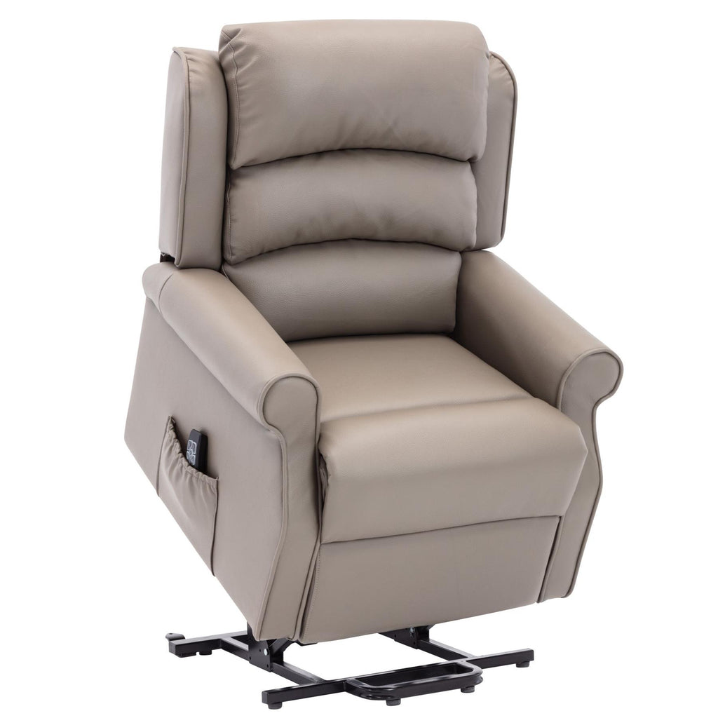 The Perth - Dual Motor Riser Recliner Mobility Chair in Grey Plush Faux Leather