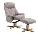 Dubai Faux Leather Pebble Plush Swivel Recliner Chair With Matching Footstool