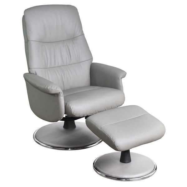 The Kansas Swivel Recliner Chair in Husky Genuine Leather and Match base.