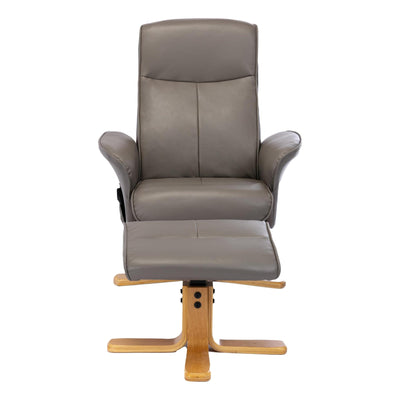 The Alexandria Swivel Recliner Chair with Heat & Massage - Grey Faux Leather