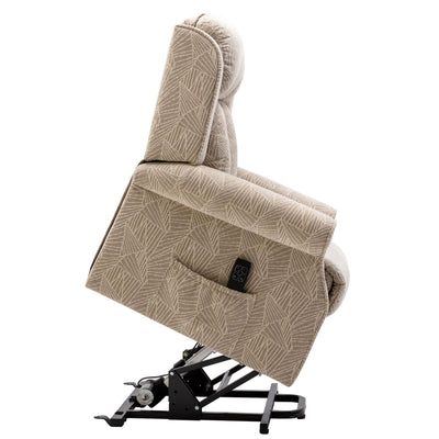 The Darwin - Dual Motor Riser Recliner Mobility Arm Chair in Cream Brushstroke Fabric