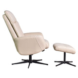 The Dakota Swivel Recliner Chair in Cream Genuine Leather and Black base.