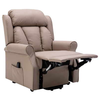 The Darwin - Dual Motor Riser Recliner Mobility Arm Chair in Taupe Genuine Leather